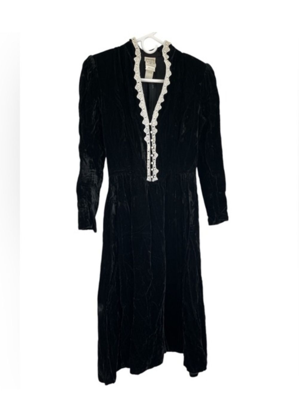 Gunne Sax Vintage Gothic Prairie Velvet Vampire Dress 9 - Picture 2 of 6